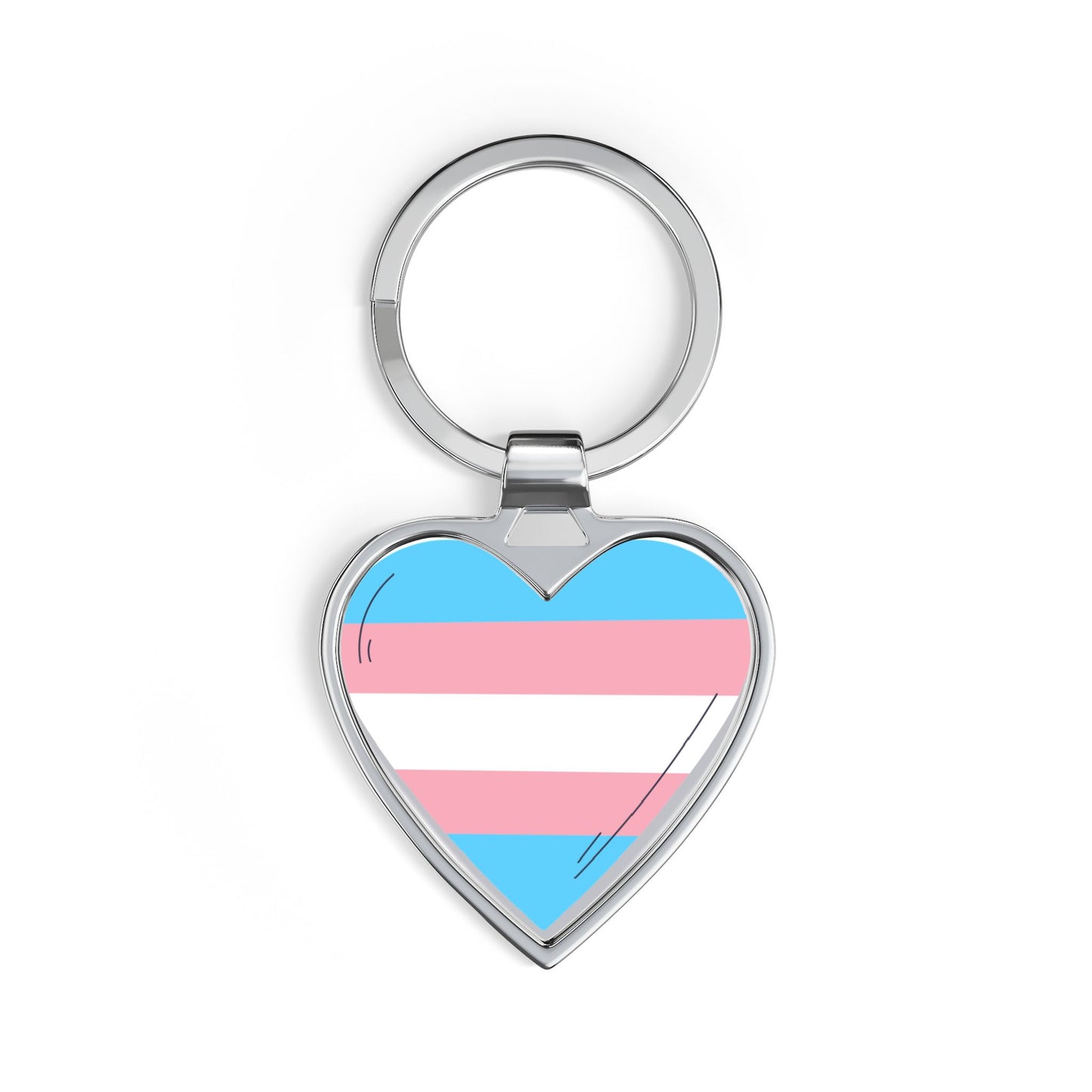 Transgender Pride Heart Keychain - Trans Flag Heart Keyring