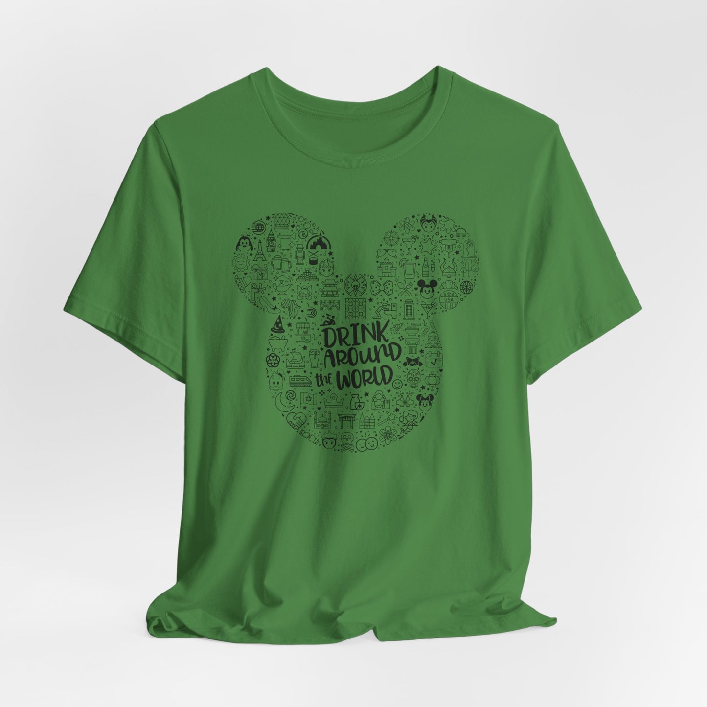 Mickey Doodle Travel Tee – "Drink Around the World" Graphic T-Shirt