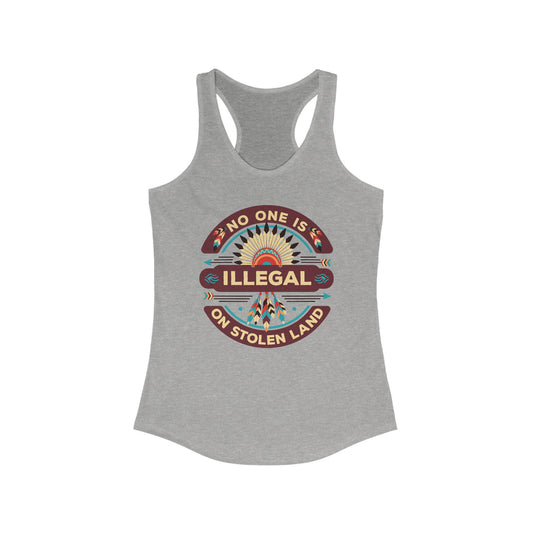 No One Is Illegal On Stolen Land - Women's Racerback Tank
