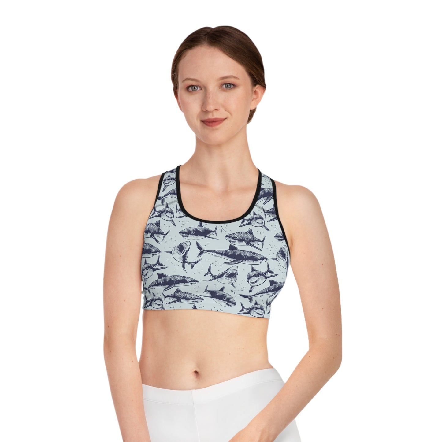 Feeding Frenzy Shark Sports Bra - Speak Out Shirts
