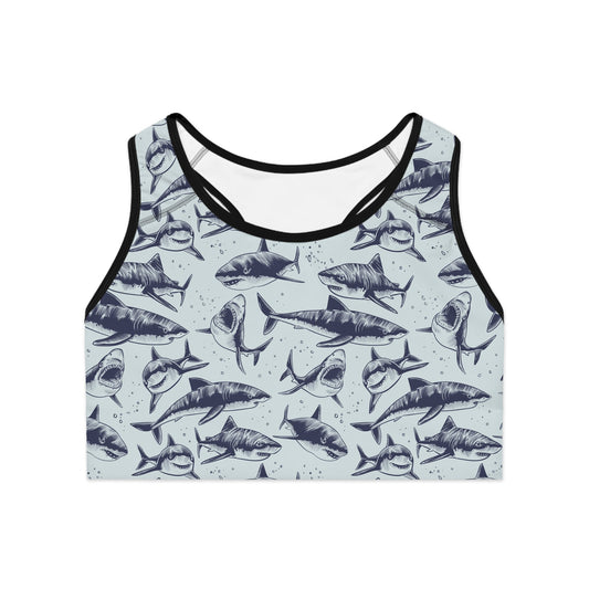 Feeding Frenzy Shark Sports Bra - Speak Out Shirts