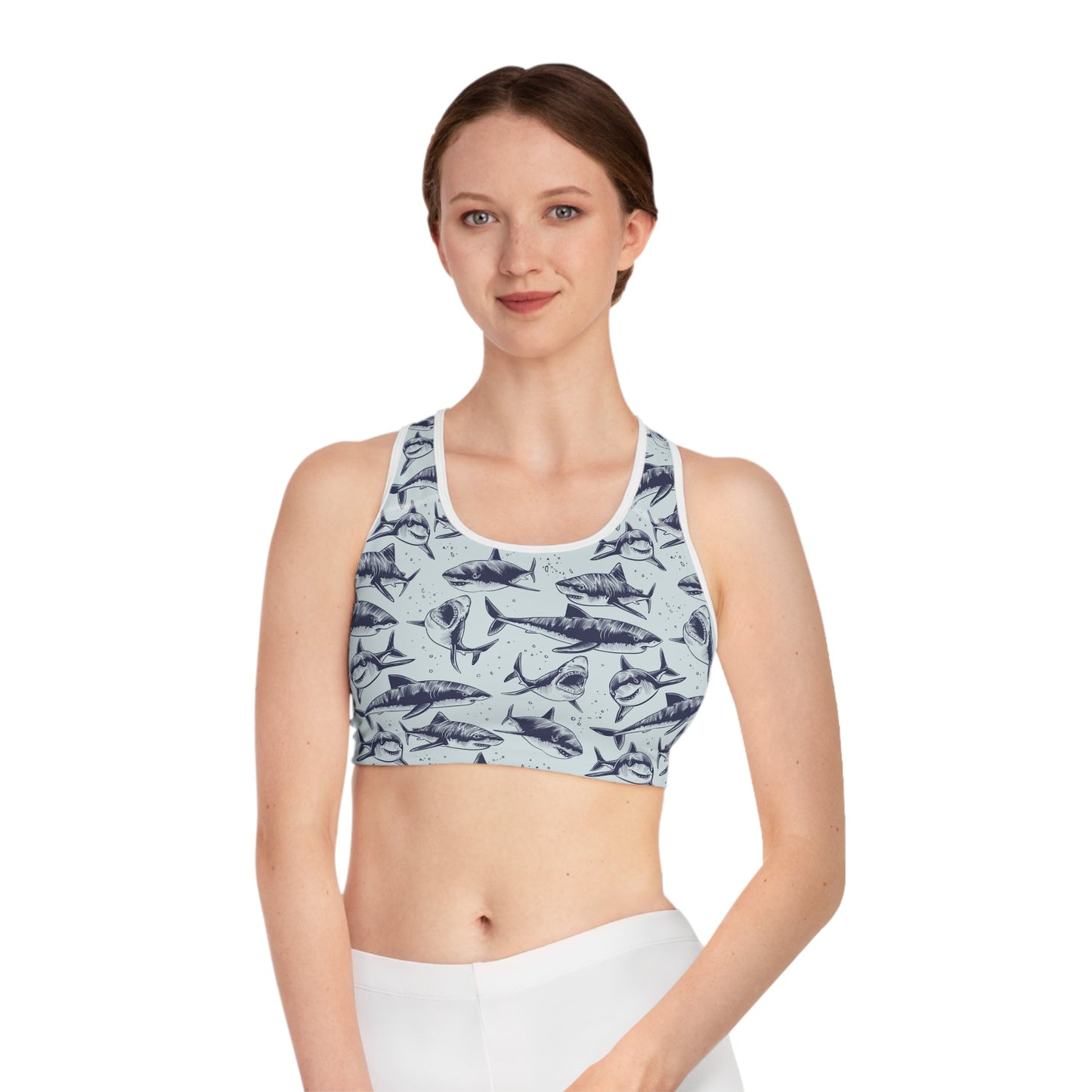 Feeding Frenzy Shark Sports Bra - Speak Out Shirts