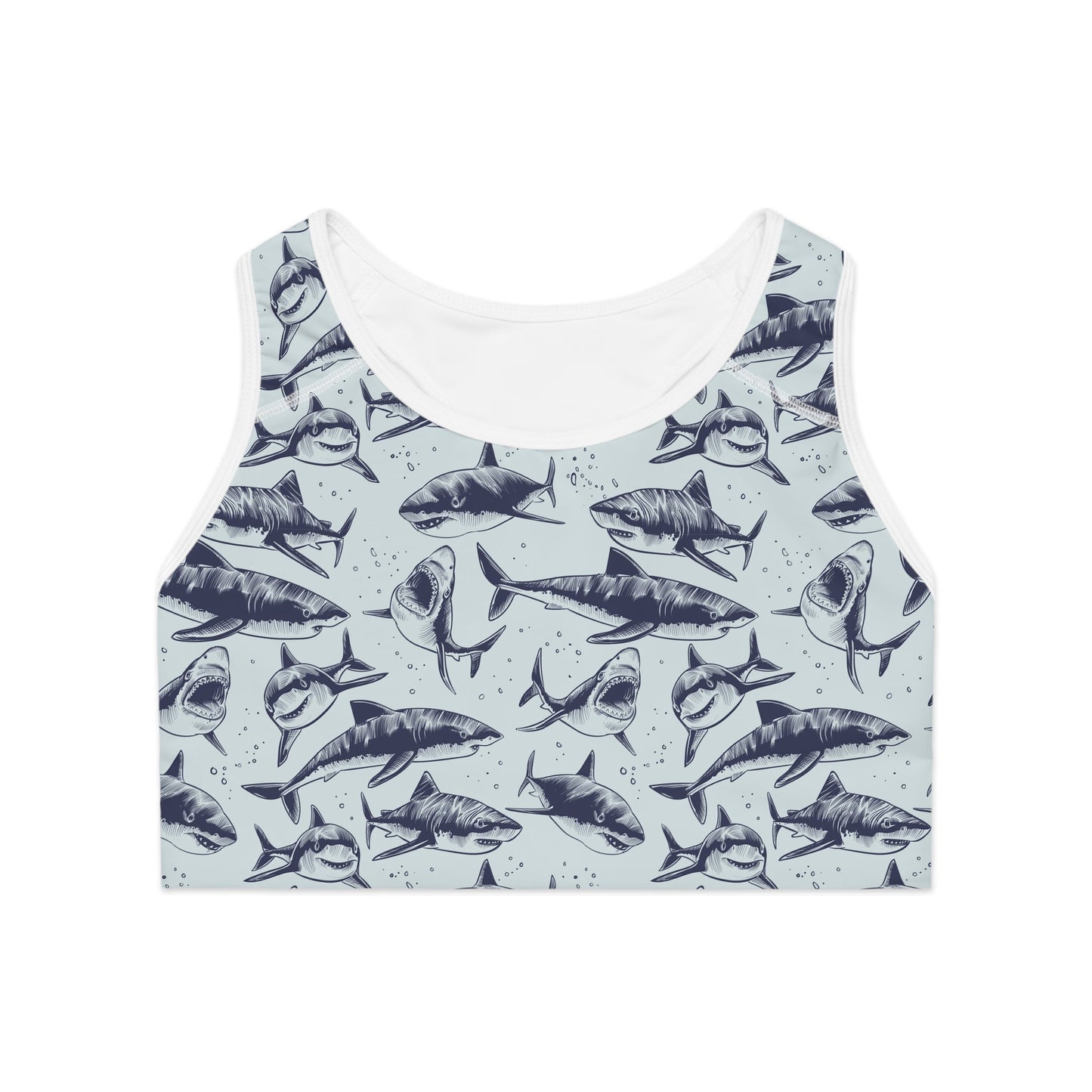 Feeding Frenzy Shark Sports Bra - Speak Out Shirts