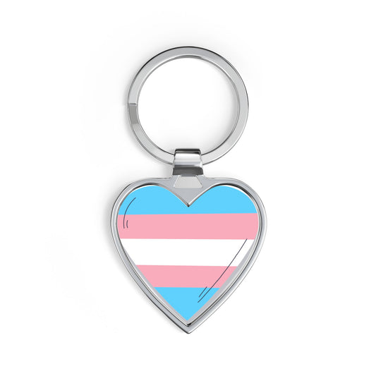 Transgender Pride Heart Keychain - Trans Flag Heart Keyring
