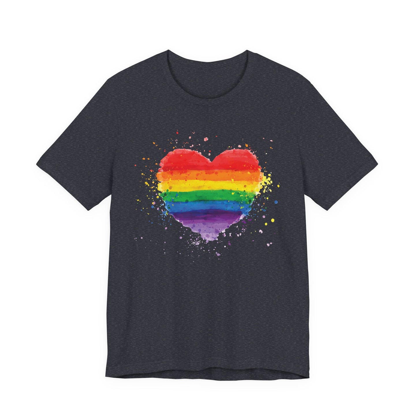 Rainbow Watercolor Heart T-Shirt — Pride Gay Lesbian LGBTQ+ Tee