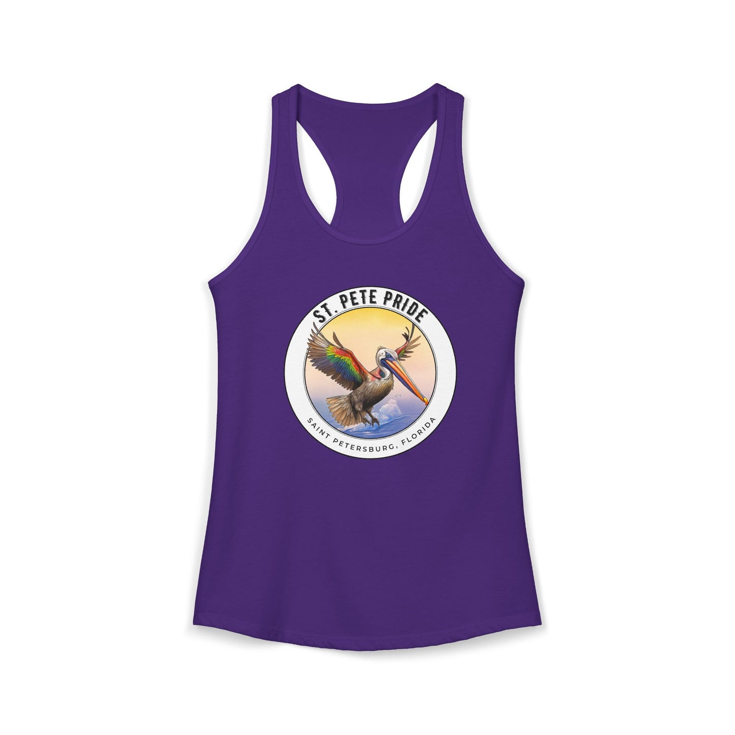 St. Pete Pride Rainbow Pelican - Ideal Racerback Tank