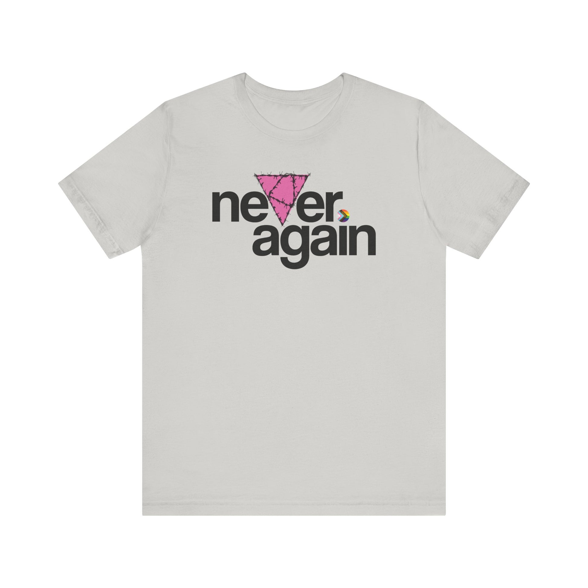 Never Again Pink Triangle Unisex Shirt - LGBTQ+ Memorial