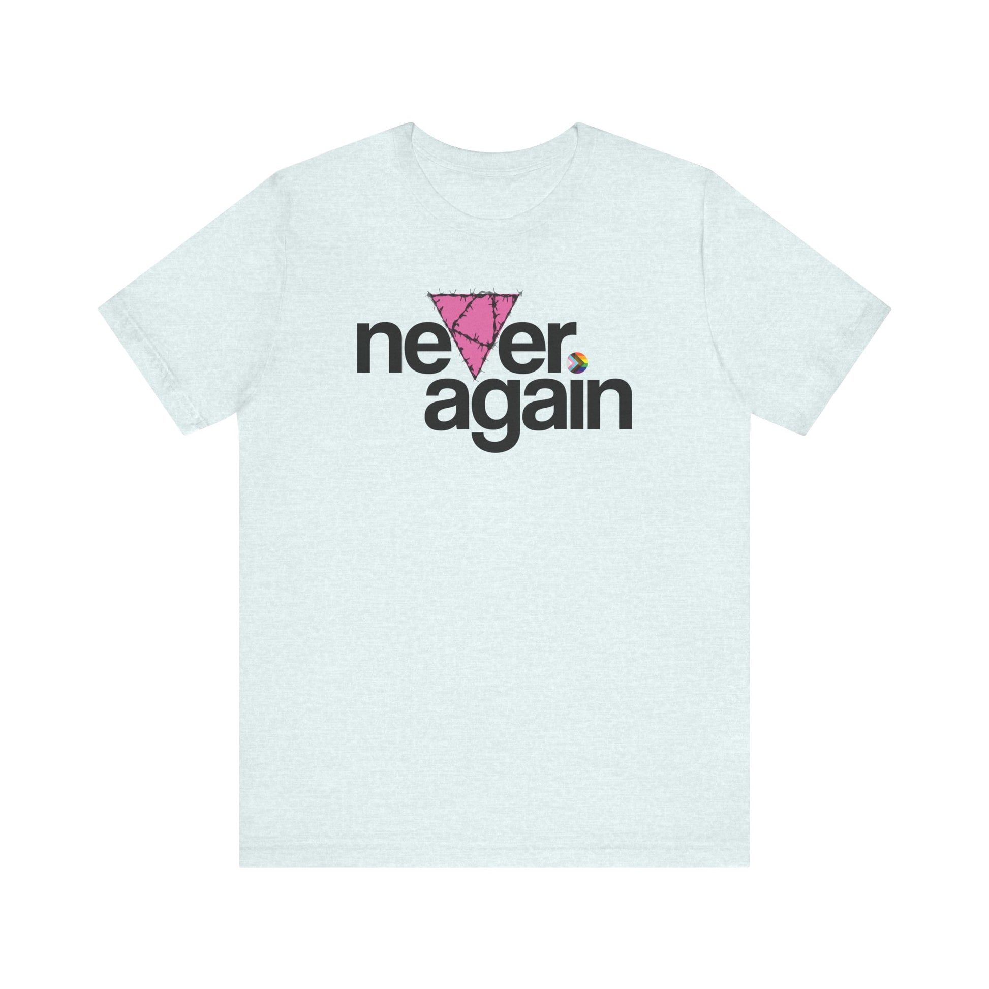 Never Again Pink Triangle Unisex Shirt - LGBTQ+ Memorial