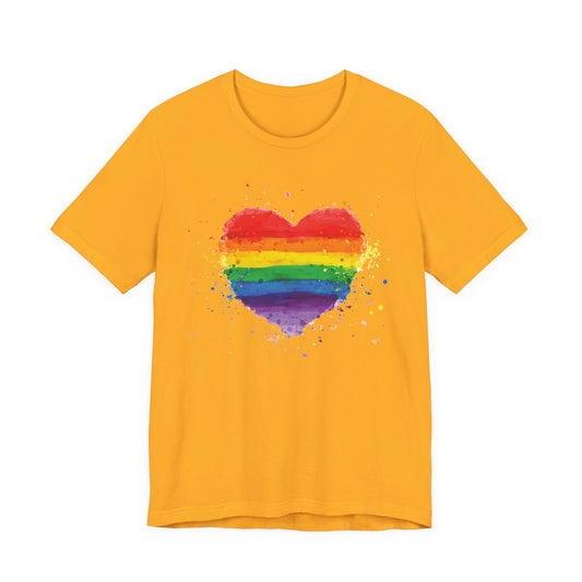 Rainbow Watercolor Heart T-Shirt — Pride Gay Lesbian LGBTQ+ Tee