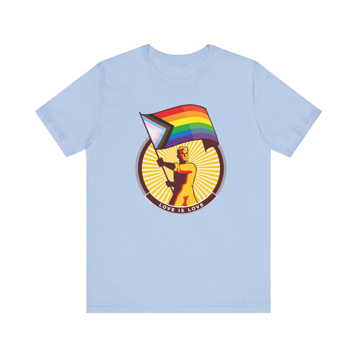 Love is Love Progress rainbow Flag Unisex Tee