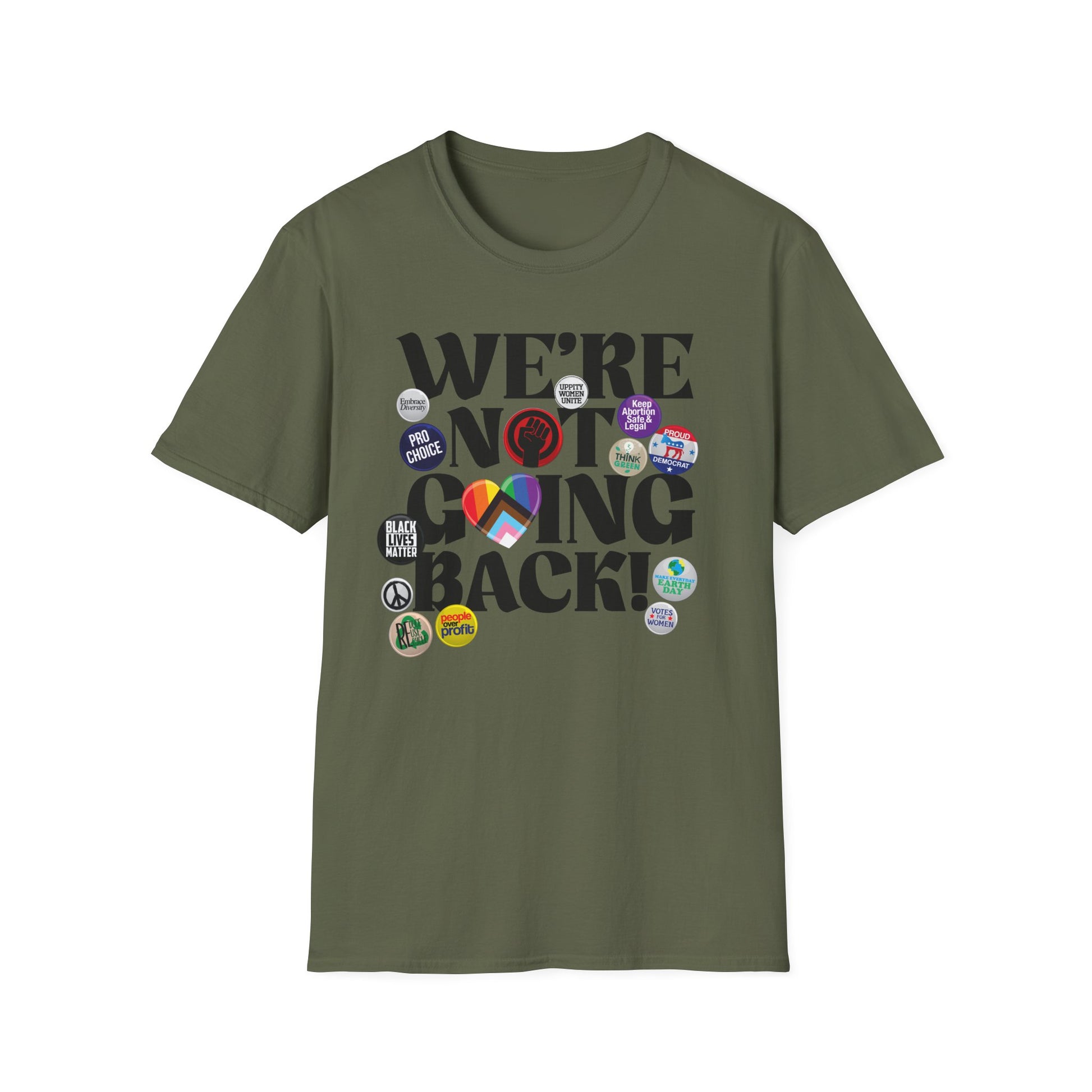 We're Not Going Back Feminist Vintage Pins Shirt