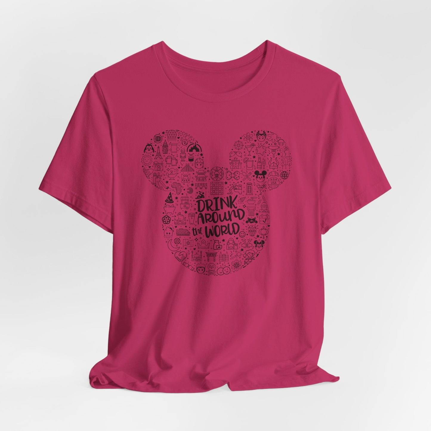 Mickey Doodle Travel Tee – "Drink Around the World" Graphic T-Shirt