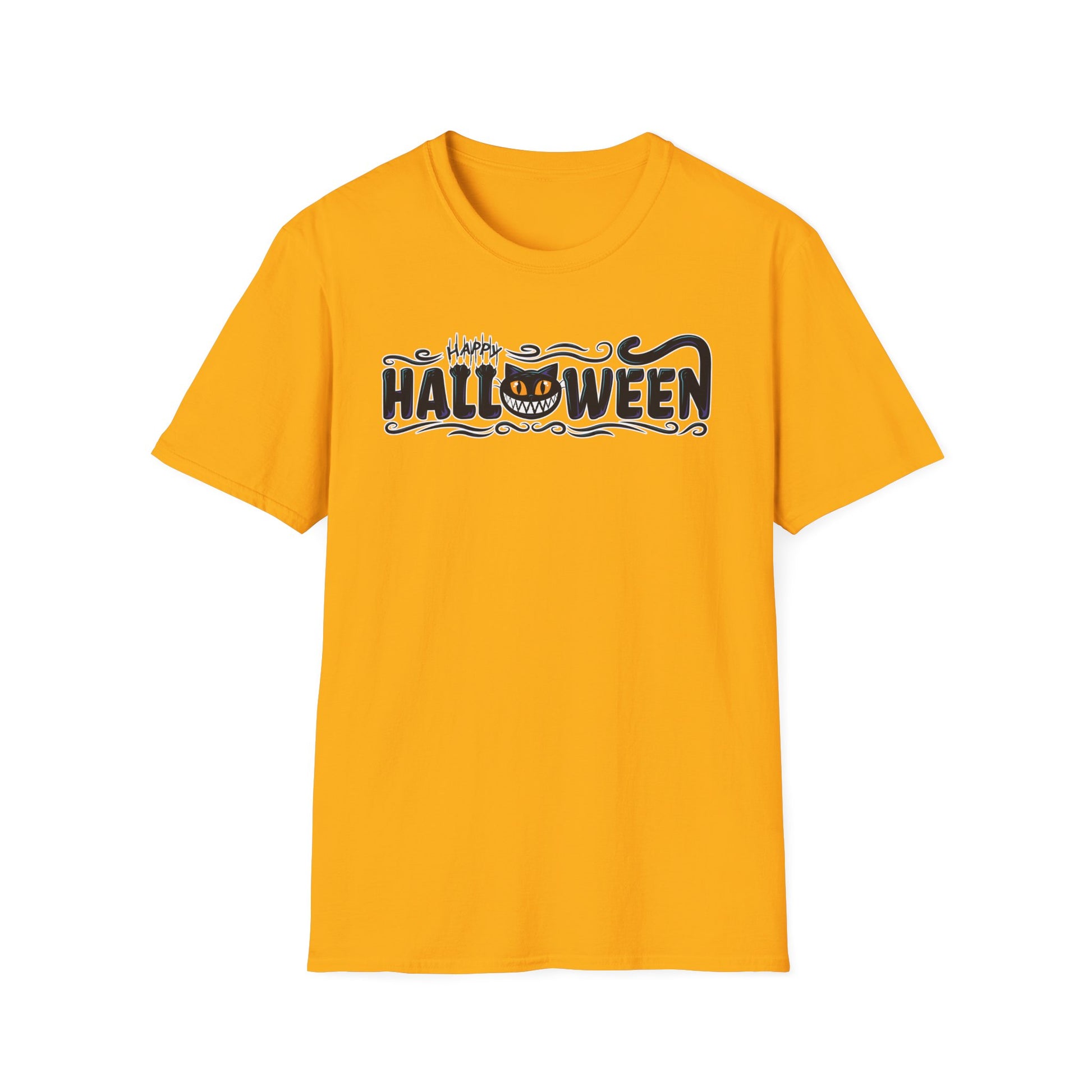 Happy Halloween Black Cat Halloween t-shirt mens womens ladies | Speak Out Shirts