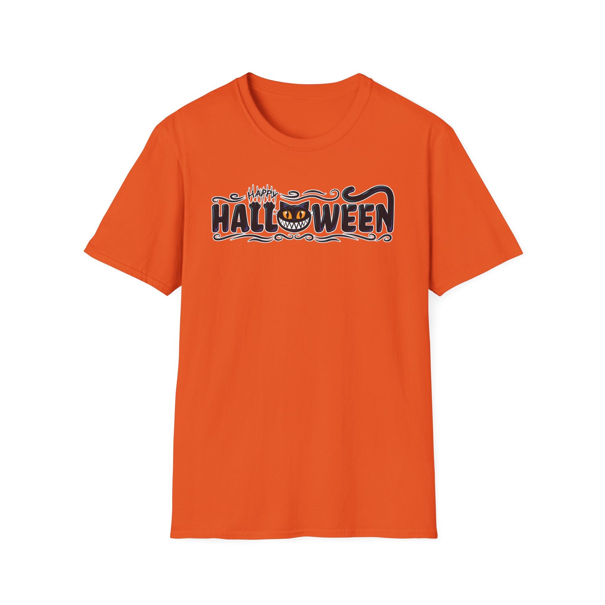 Happy Halloween Black Cat Halloween t-shirt mens womens ladies | Speak Out Shirts