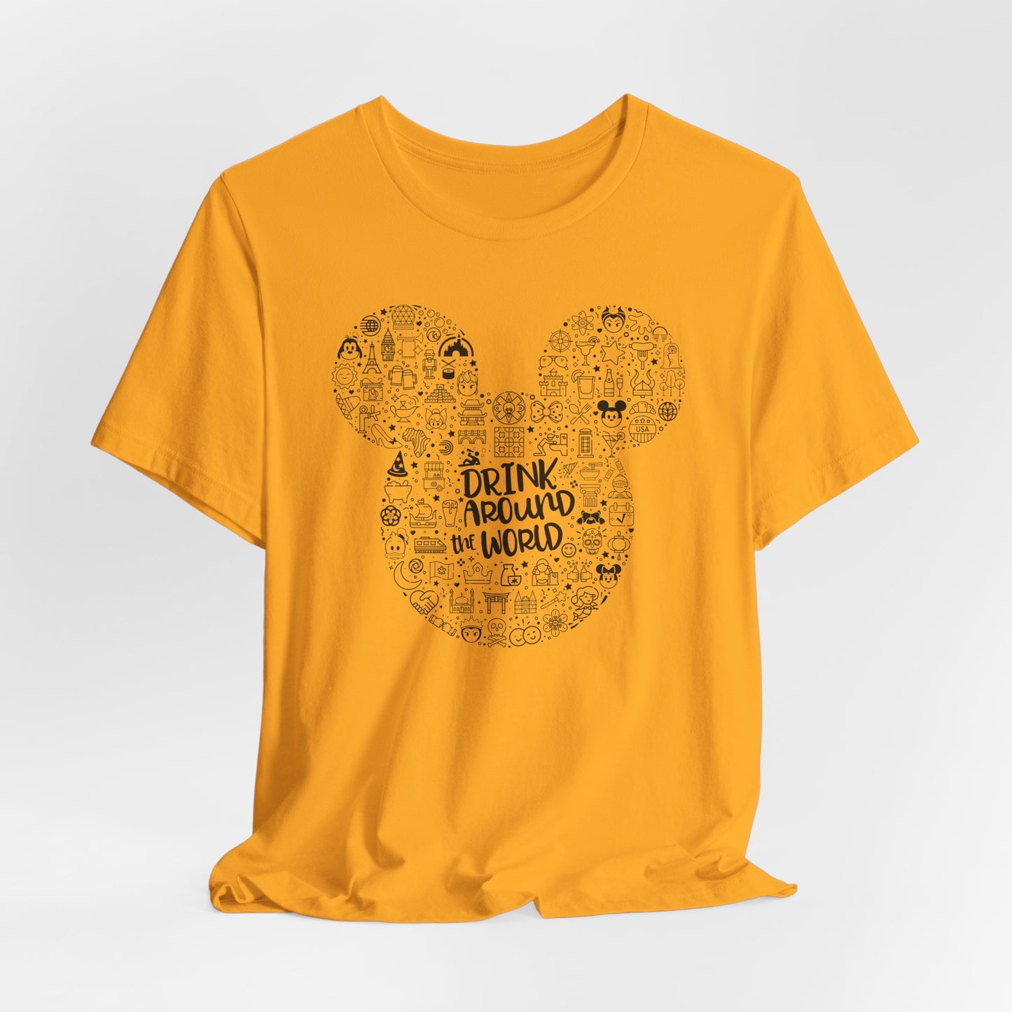 Mickey Doodle Travel Tee – "Drink Around the World" Graphic T-Shirt