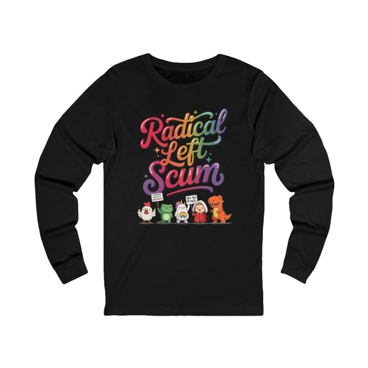 Radical Left Scum Chibi Protestors Long Sleeve Tee — Frog, Chicken, Unicorn, T-Rex & Handmaid's Tale