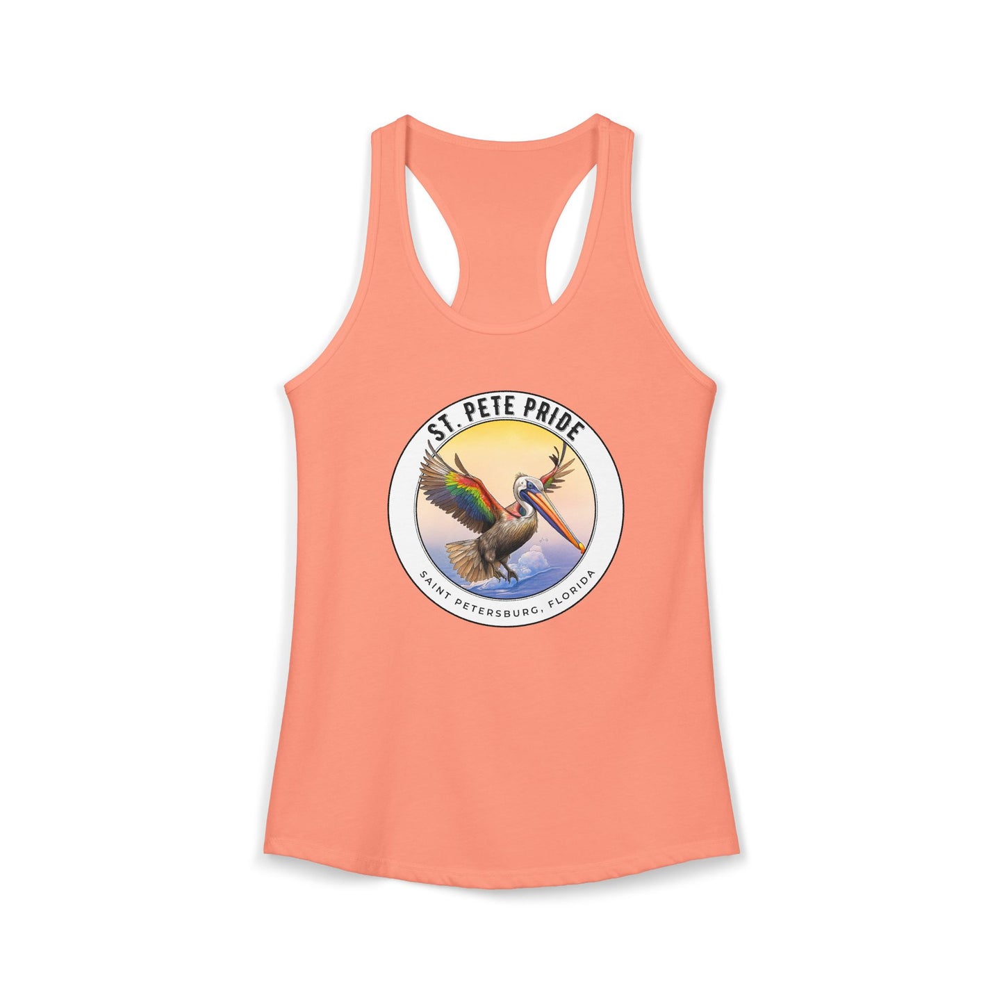 St. Pete Pride Rainbow Pelican - Ideal Racerback Tank