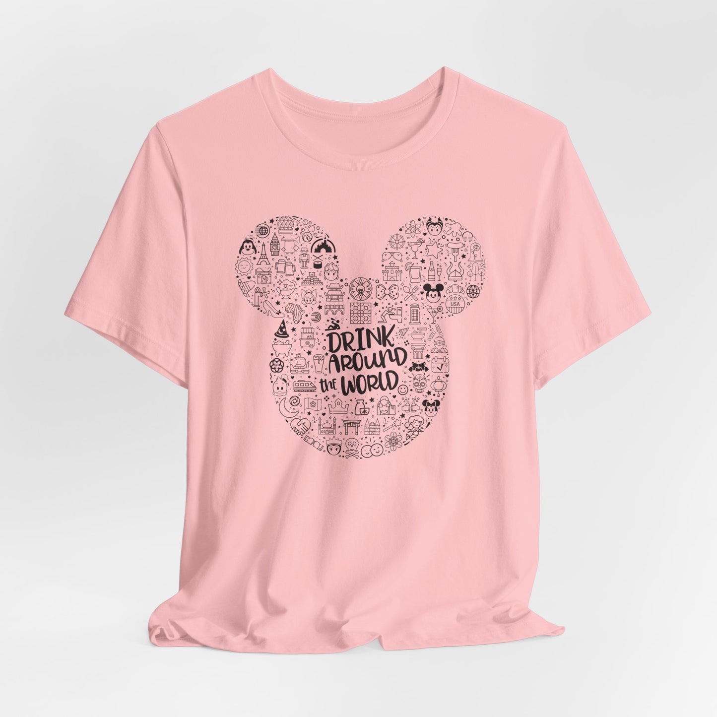 Mickey Doodle Travel Tee – "Drink Around the World" Graphic T-Shirt