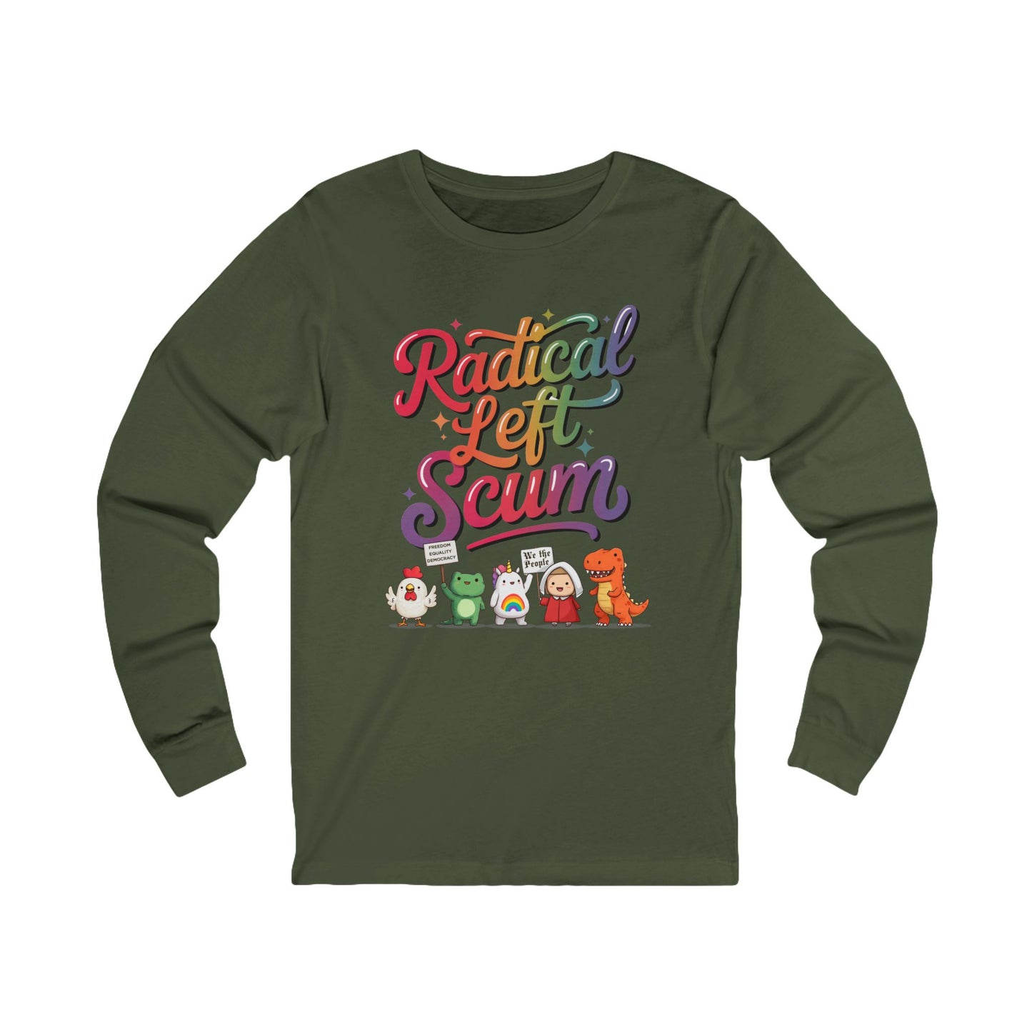 Radical Left Scum Chibi Protestors Long Sleeve Fro t-shirt protest mens womens | Speak Out Shirts