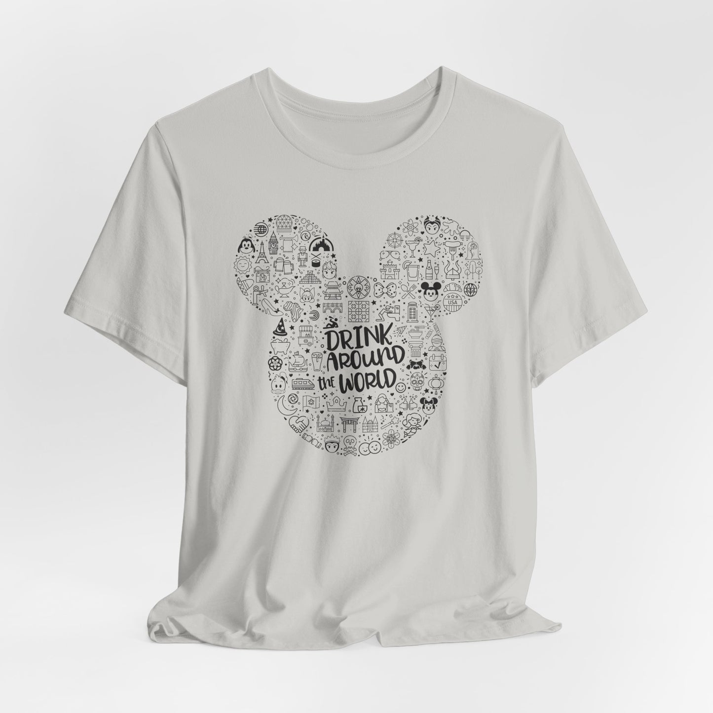 Mickey Doodle Travel Tee – "Drink Around the World" Graphic T-Shirt
