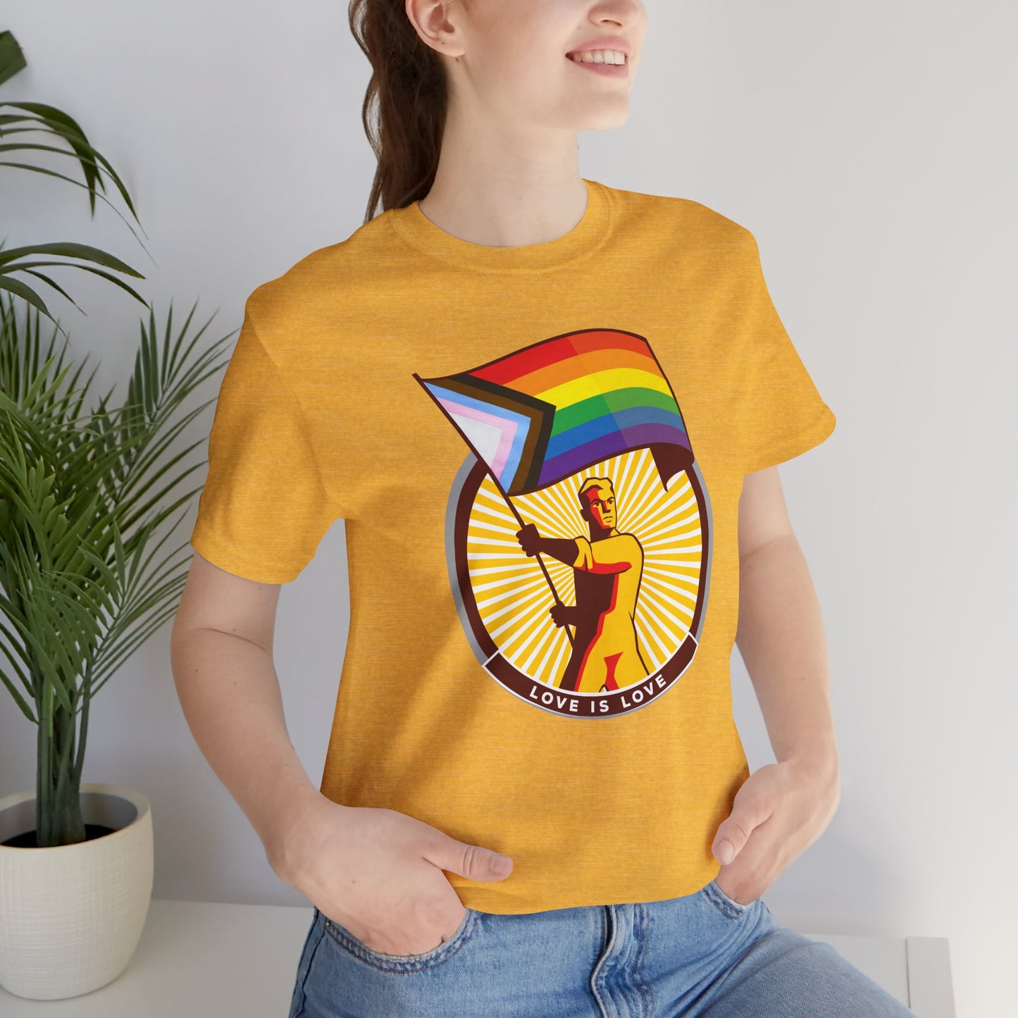 Love is Love Progress rainbow Flag Unisex Tee