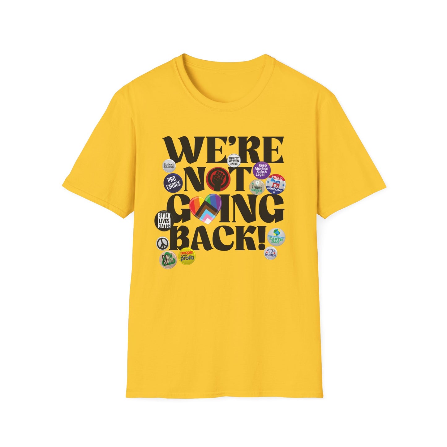 We're Not Going Back! Feminist Vintage Pins Shirt