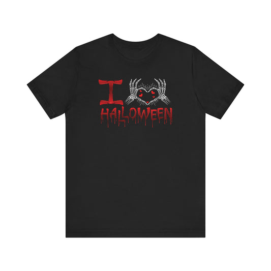 I Love Halloween - Skeleton Hand Heart Shirt
