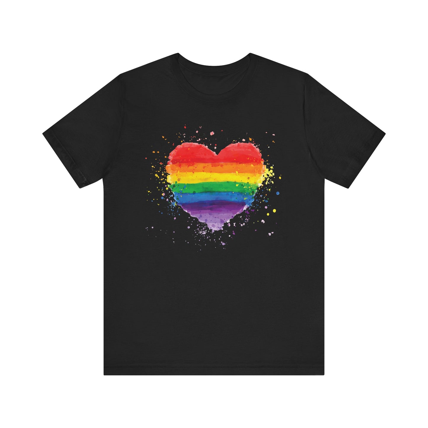 Rainbow Watercolor Heart T-Shirt — Pride Gay Lesbian LGBTQ+ Tee