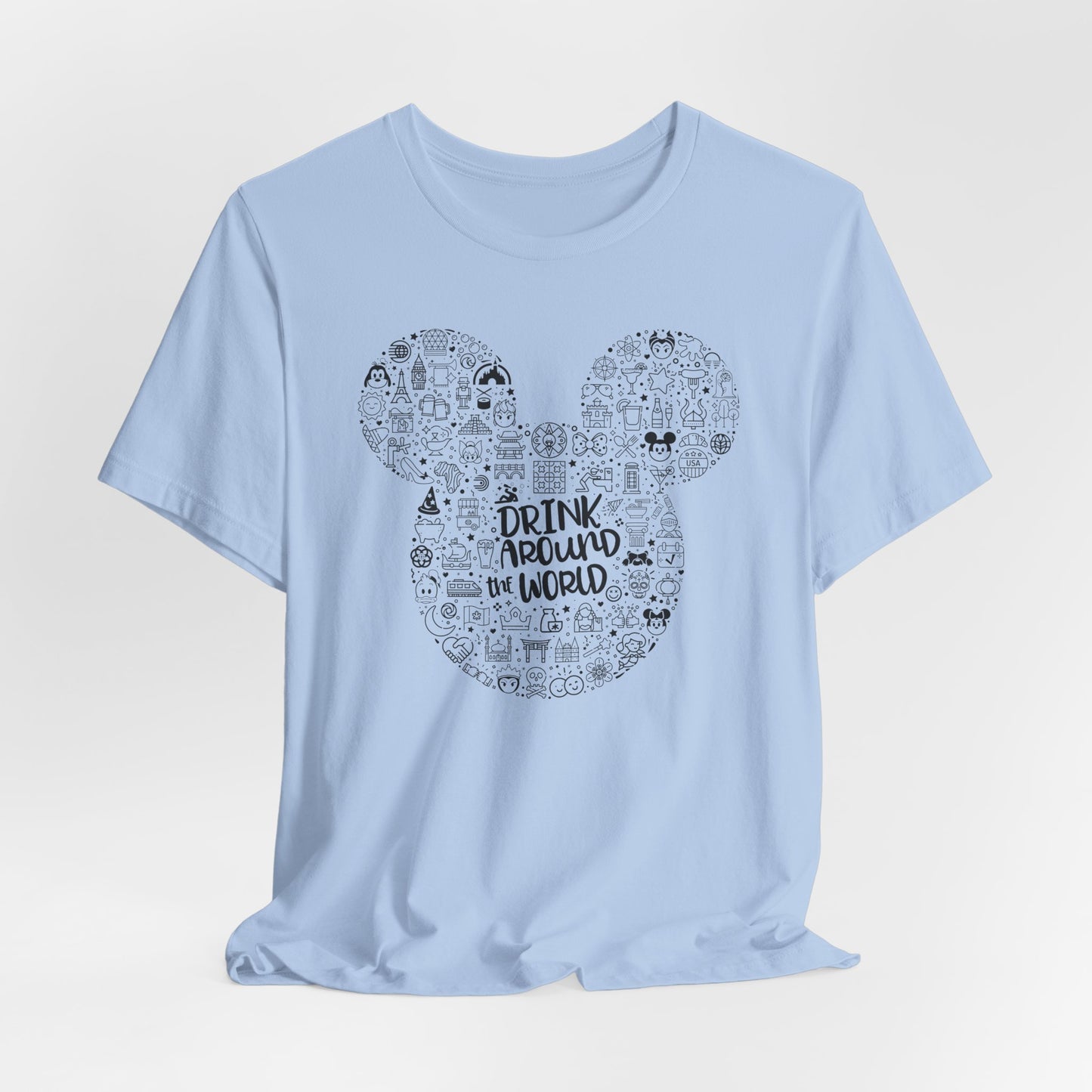 Mickey Doodle Travel Tee – "Drink Around the World" Graphic T-Shirt