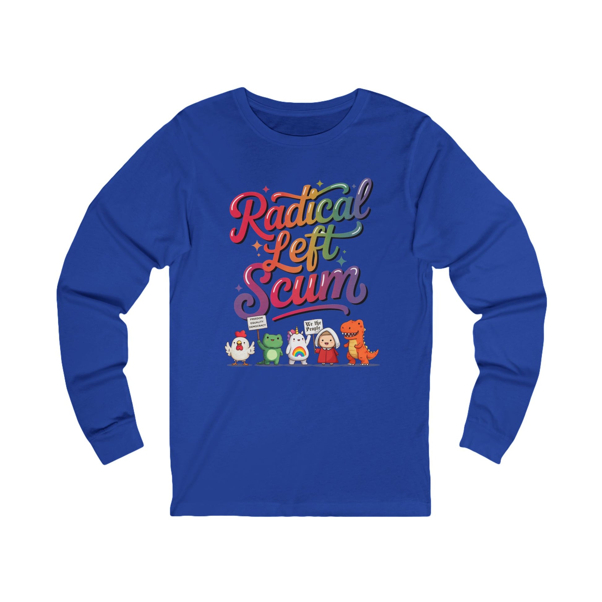 Radical Left Scum Chibi Protestors Long Sleeve Fro t-shirt protest mens womens | Speak Out Shirts