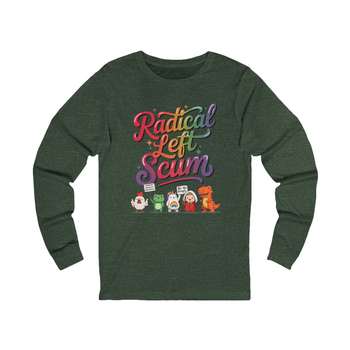 Radical Left Scum Chibi Protestors Long Sleeve Fro t-shirt protest mens womens | Speak Out Shirts