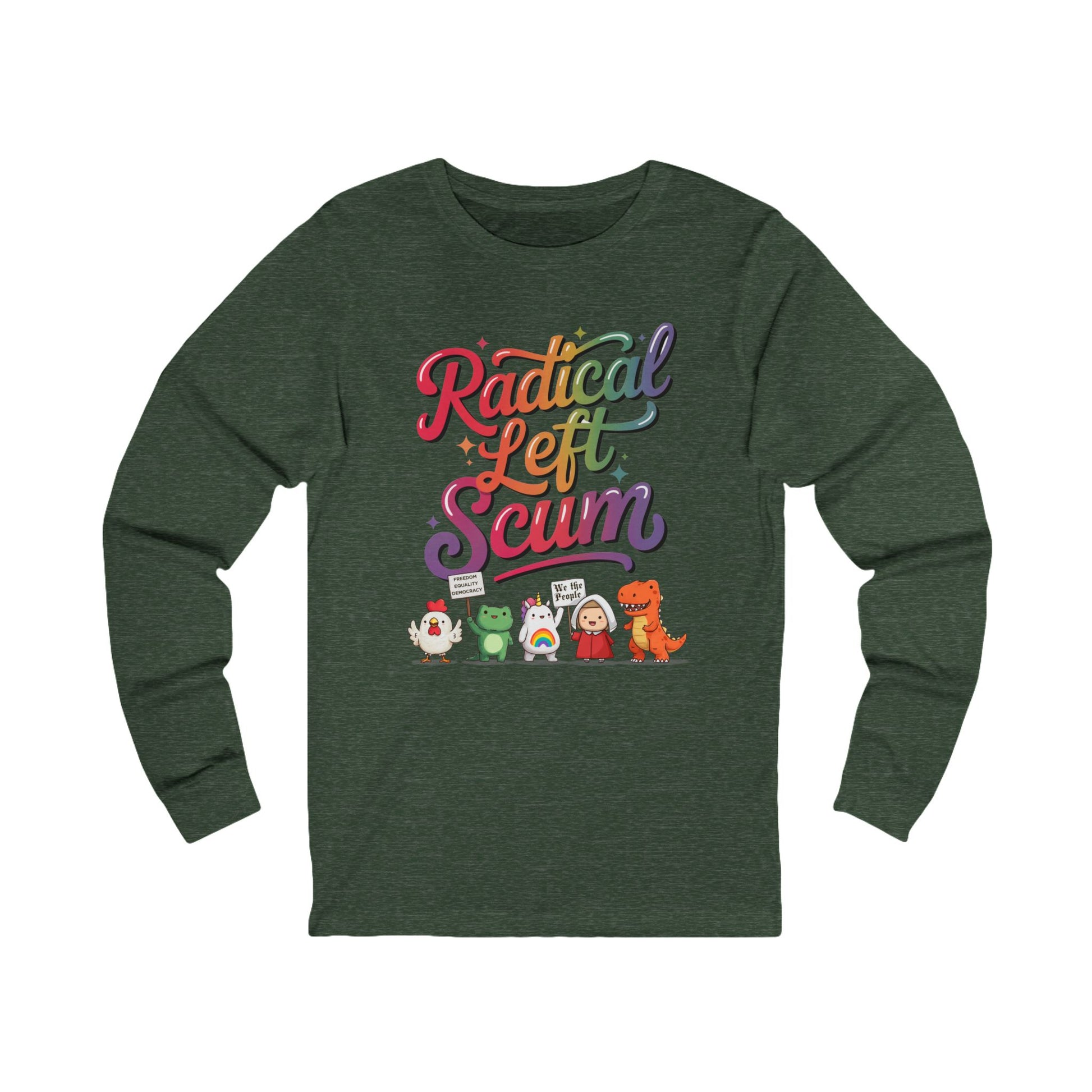 Radical Left Scum Chibi Protestors Long Sleeve Fro t-shirt protest mens womens | Speak Out Shirts