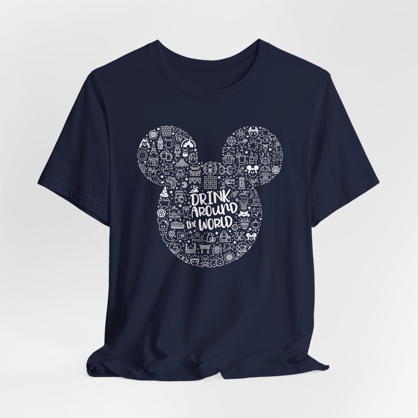 Mickey Doodle Travel Tee – "Drink Around the World" Graphic T-Shirt