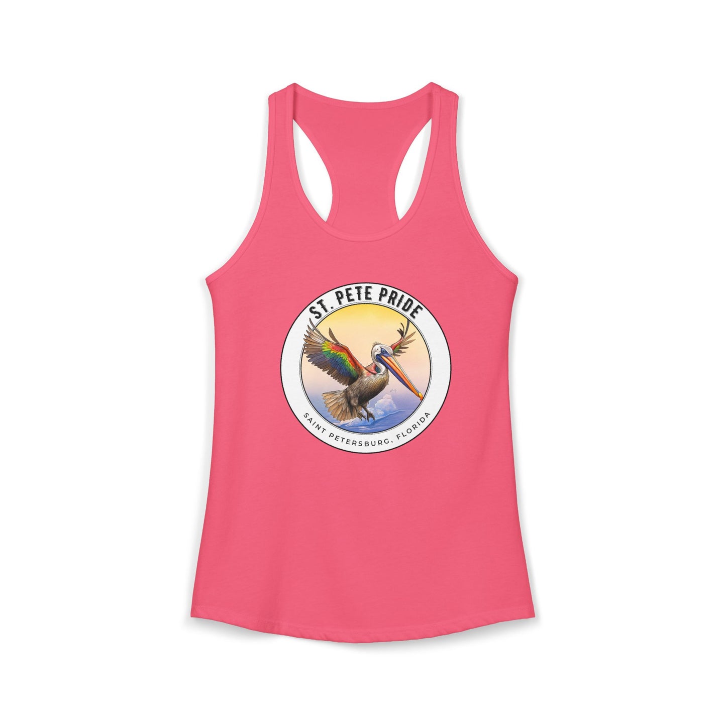 St. Pete Pride Rainbow Pelican - Ideal Racerback Tank