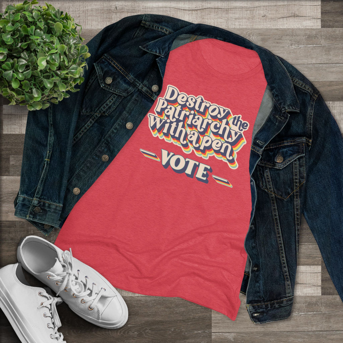 Destroy the Patriarchy With a Pen Vote Tee — Women's Political Voter Shirt