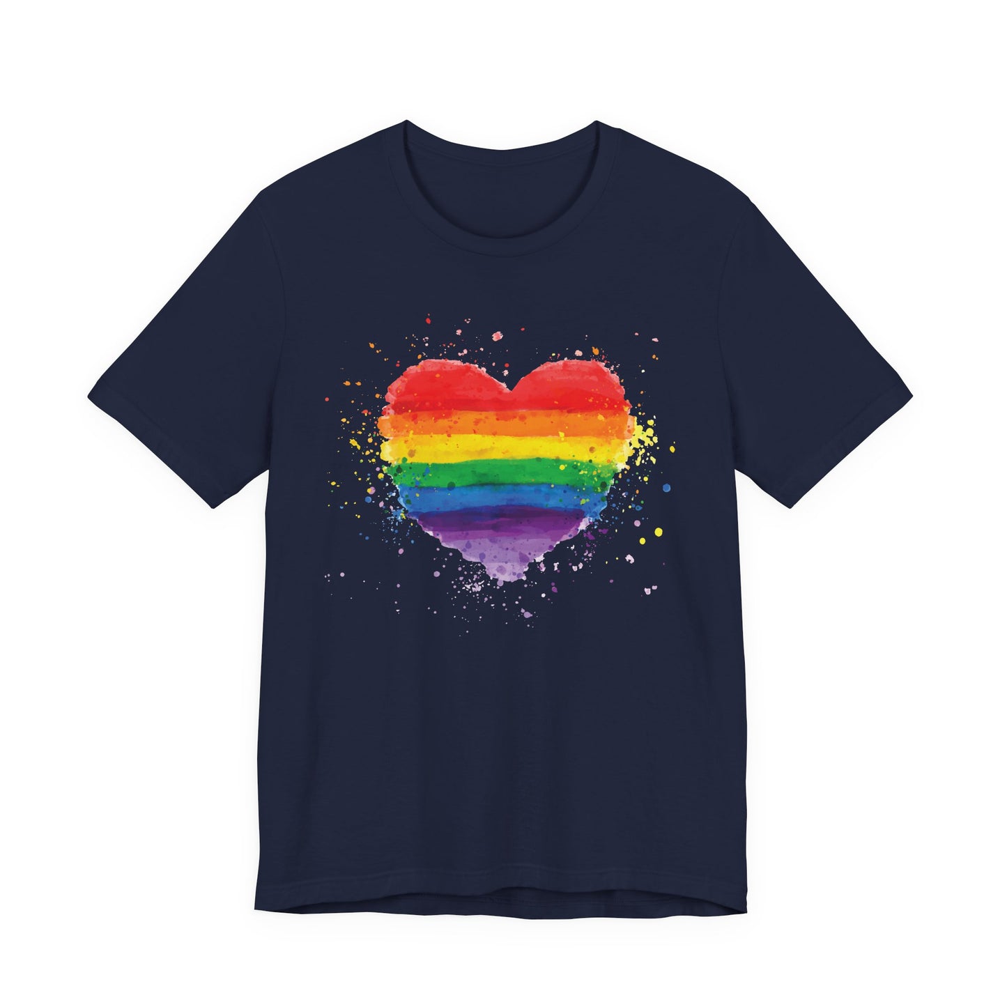 Rainbow Watercolor Heart T-Shirt — Pride Gay Lesbian LGBTQ+ Tee