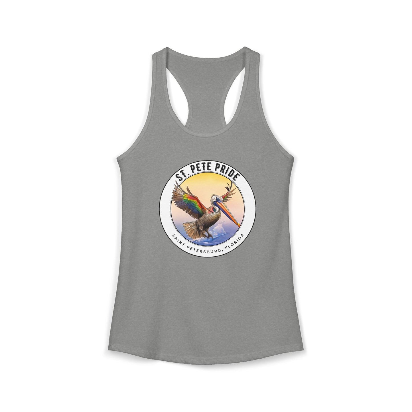 St. Pete Pride Rainbow Pelican - Ideal Racerback Tank