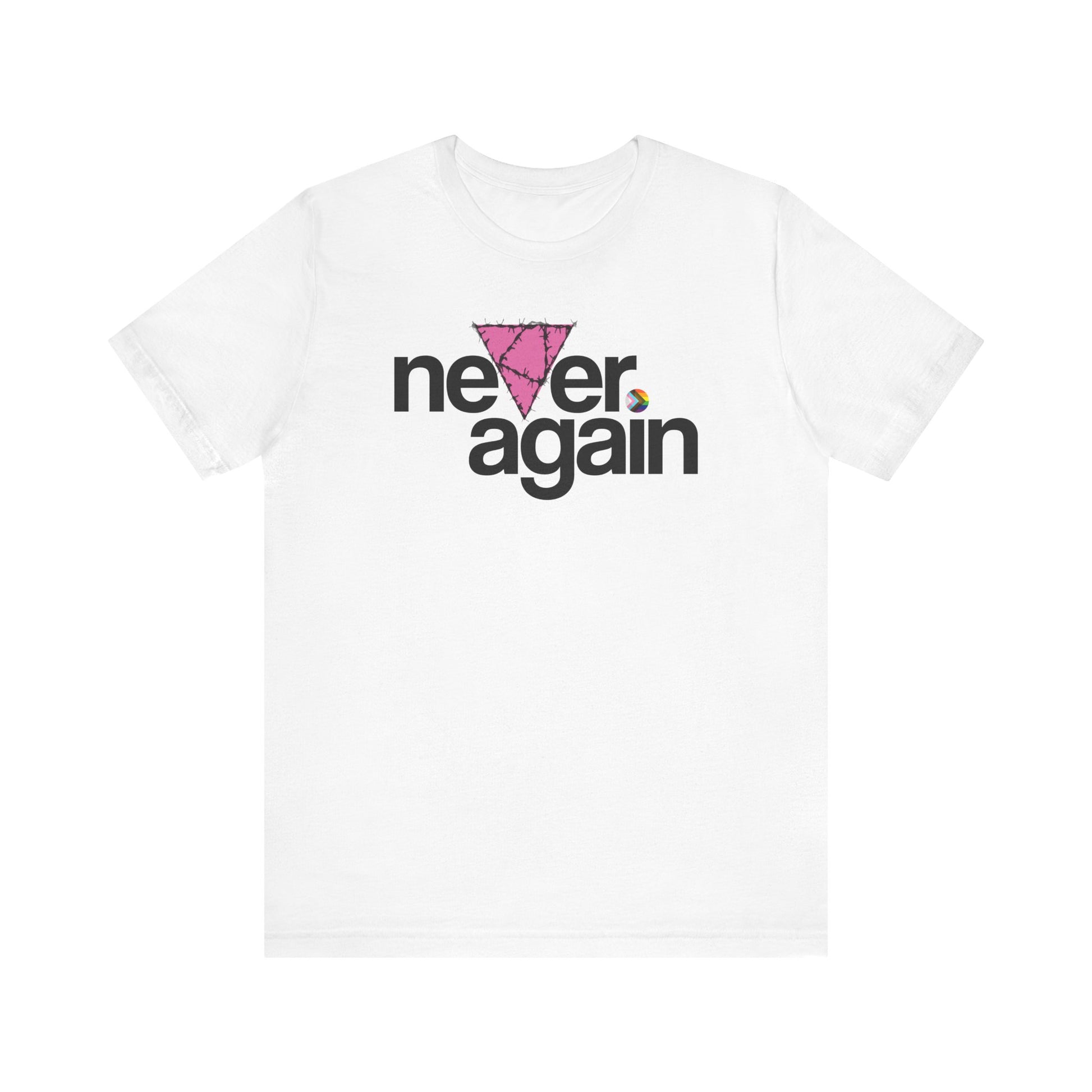 Never Again Pink Triangle Unisex Shirt - LGBTQ+ Memorial