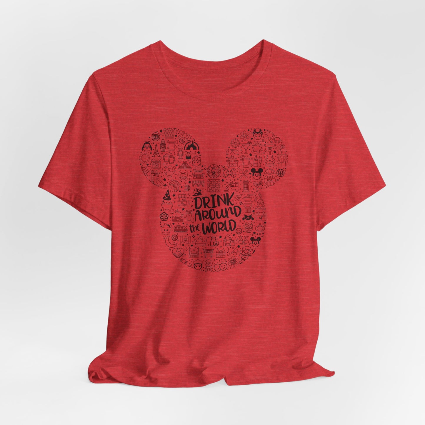 Mickey Doodle Travel Tee – "Drink Around the World" Graphic T-Shirt