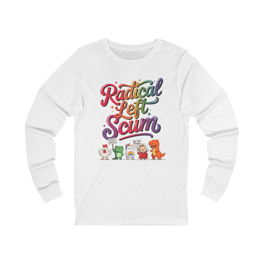 Radical Left Scum Chibi Protestors Long Sleeve Tee — Frog, Chicken, Unicorn, T-Rex & Handmaid's Tale