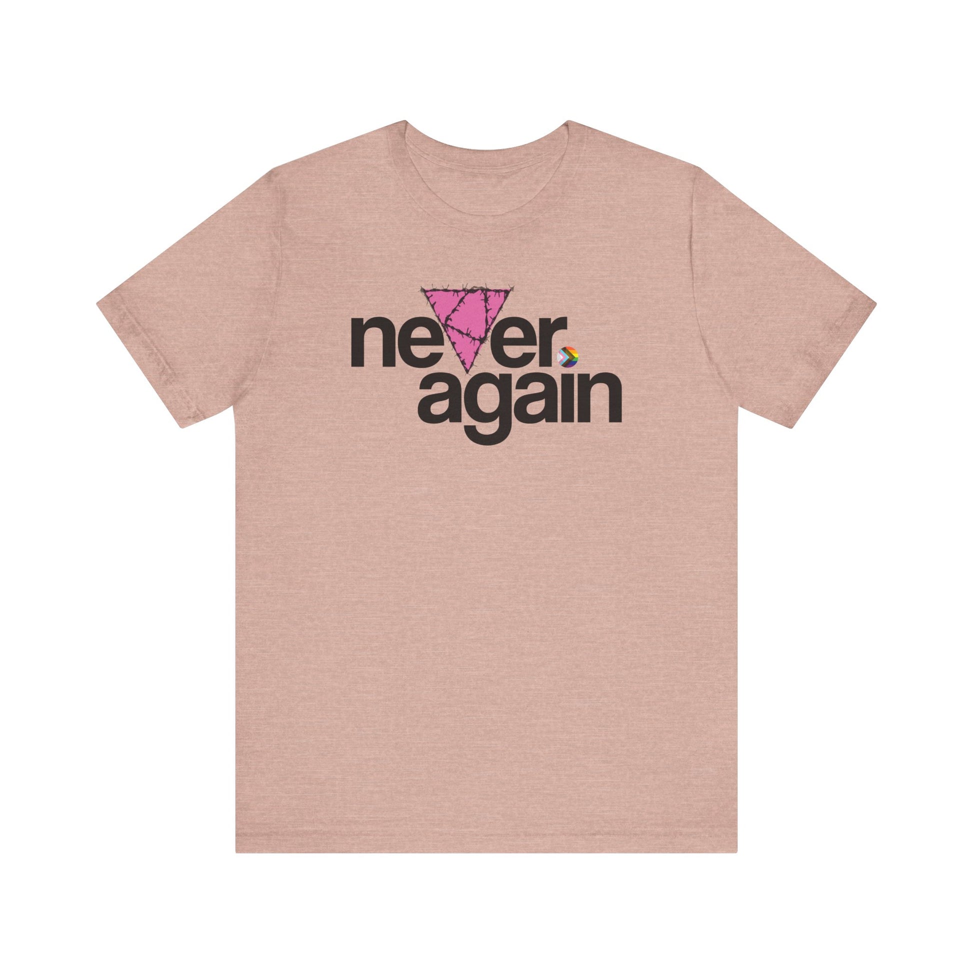 Never Again Pink Triangle Unisex Shirt - LGBTQ+ Memorial