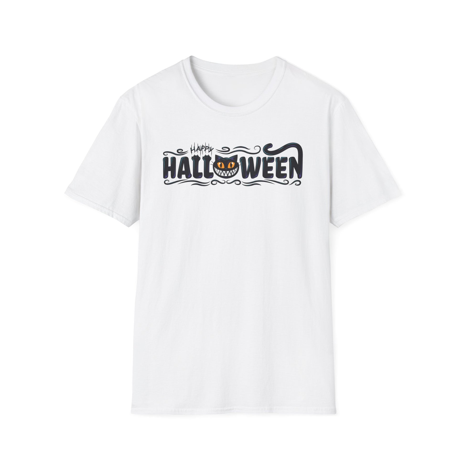 Happy Halloween Black Cat Halloween t-shirt mens womens ladies | Speak Out Shirts