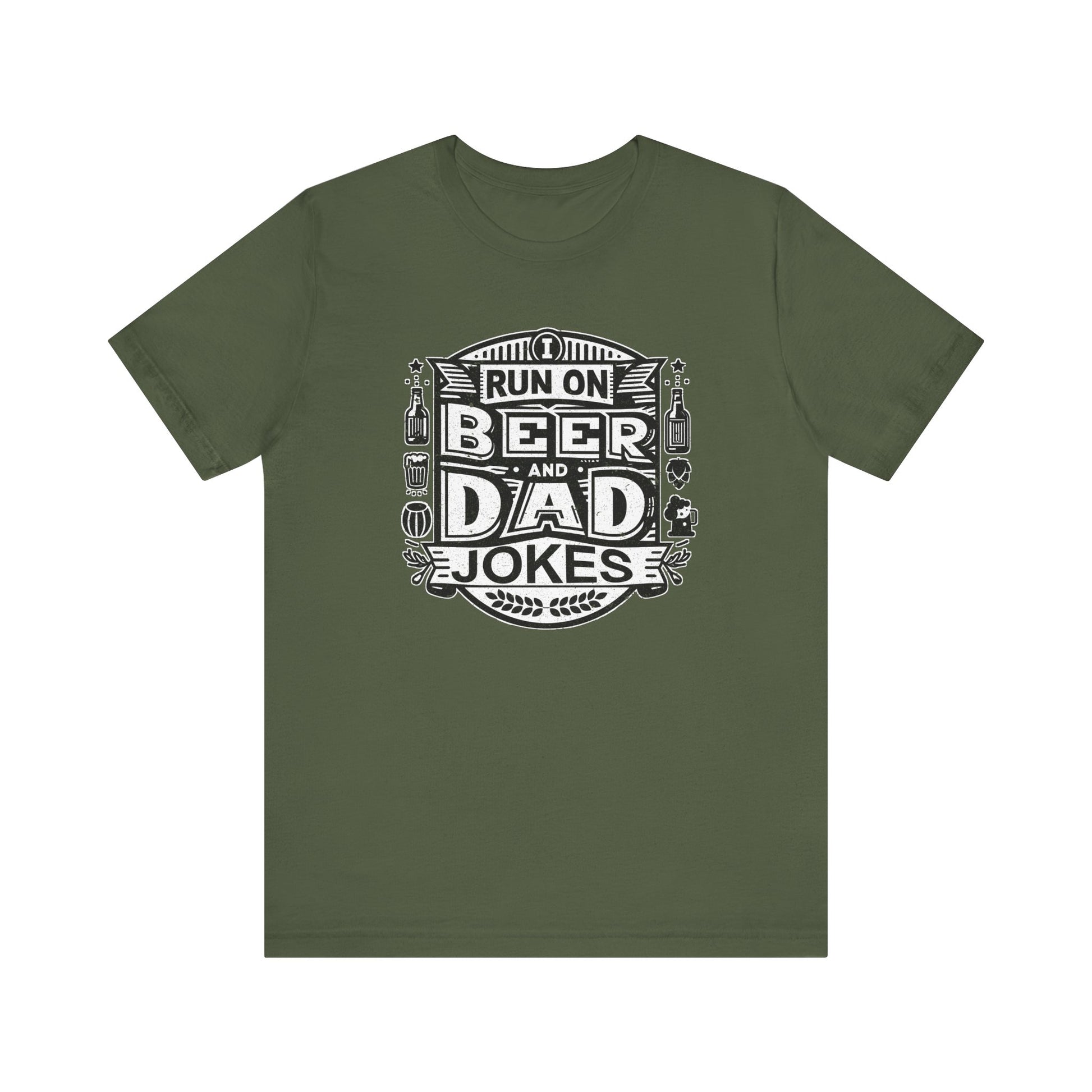 I Run On Beer and Dad Jokes t-shirt funny mens womens | Speak Out Shirts