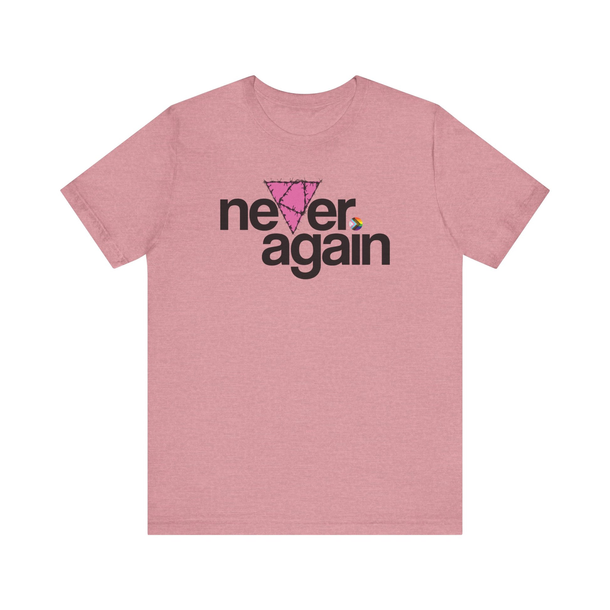 Never Again Pink Triangle Unisex Shirt - LGBTQ+ Memorial