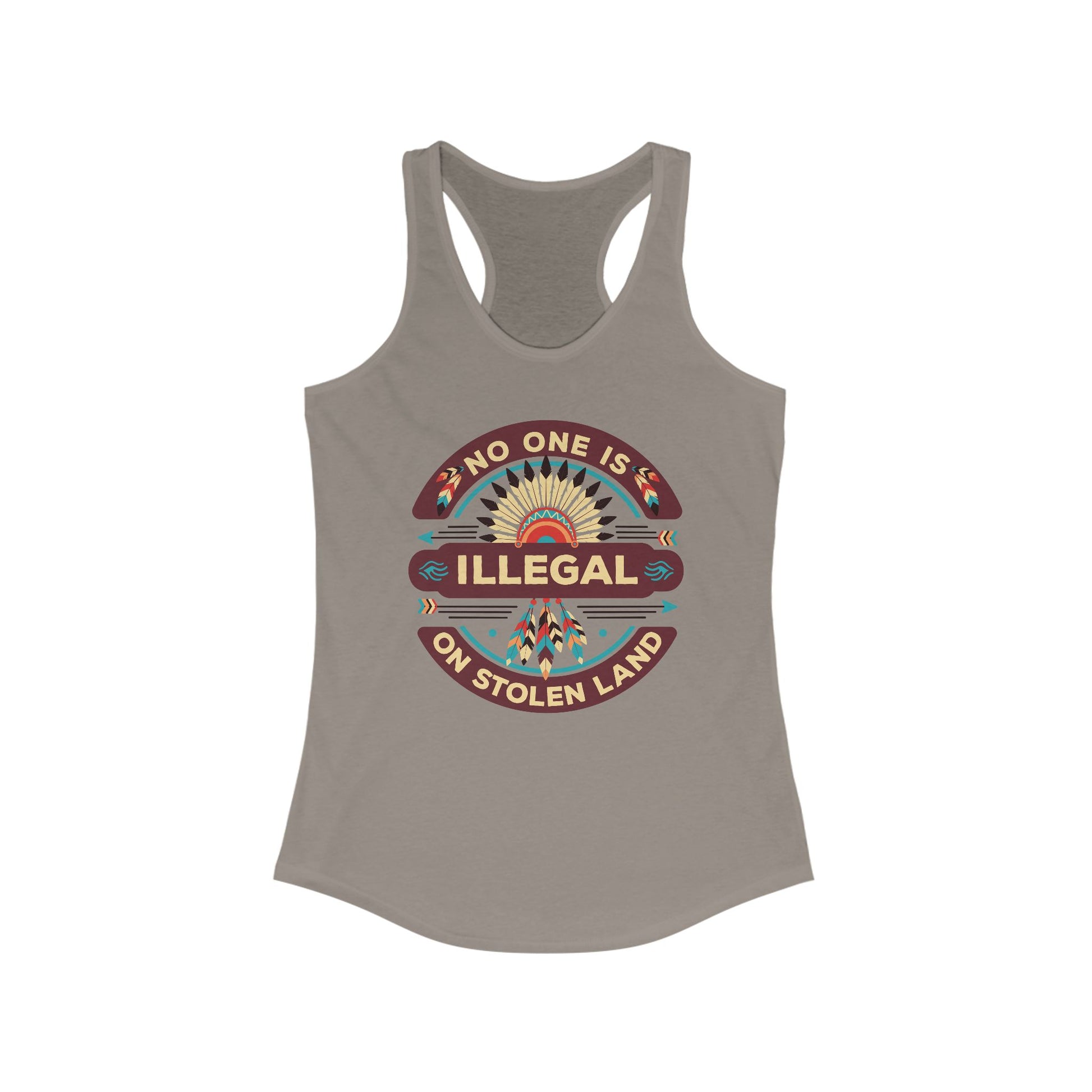 No One Is Illegal On Stolen Land Women's Racerback t-shirt protest mens womens | Speak Out Shirts