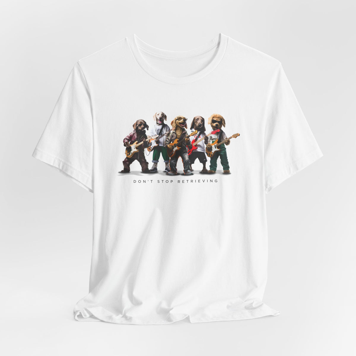 Rock Band Dogs Graphic Tee — "Don't Stop Retrievin'"