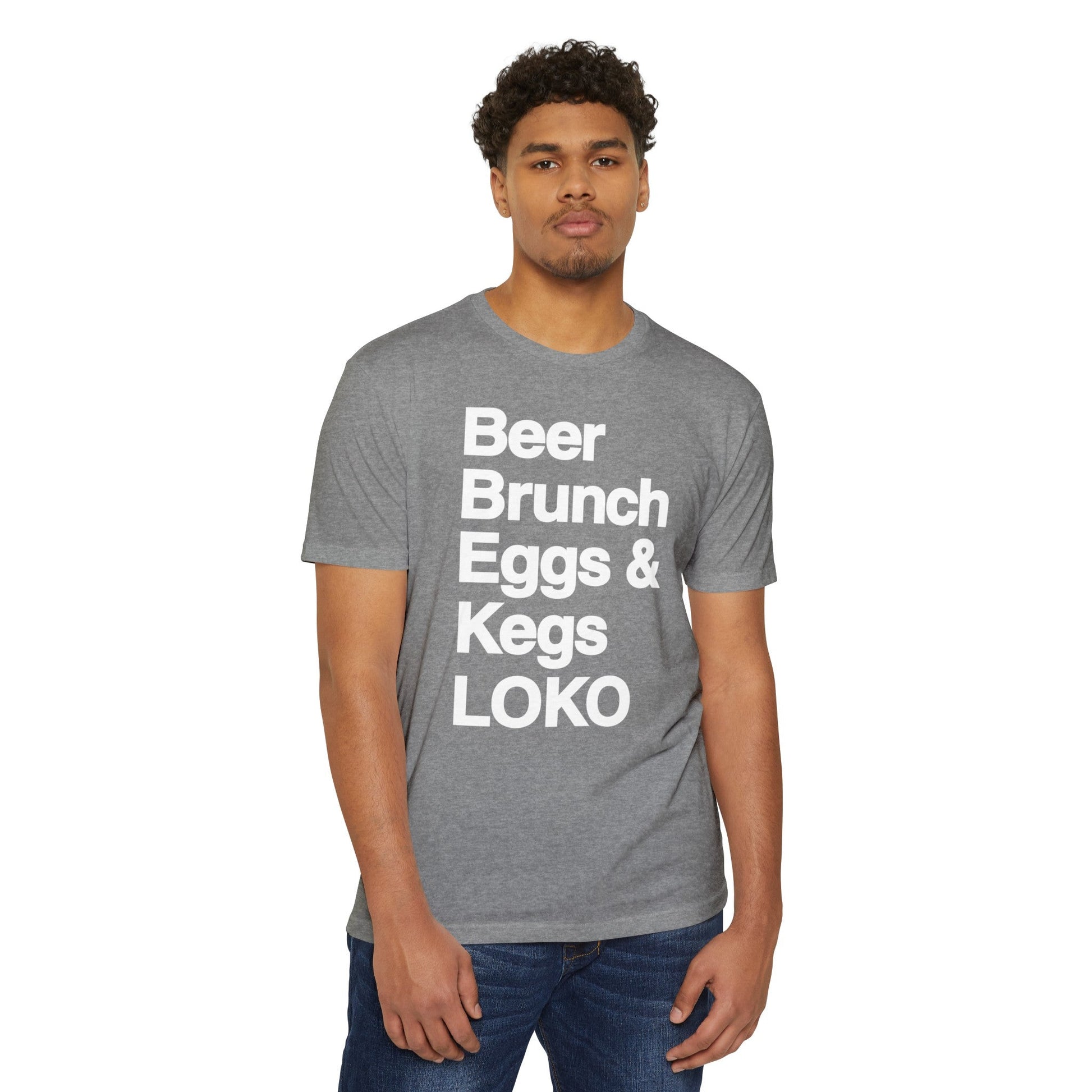 Beer, Brunch, Eggs & Kegs Tee by LOKO Cuisine