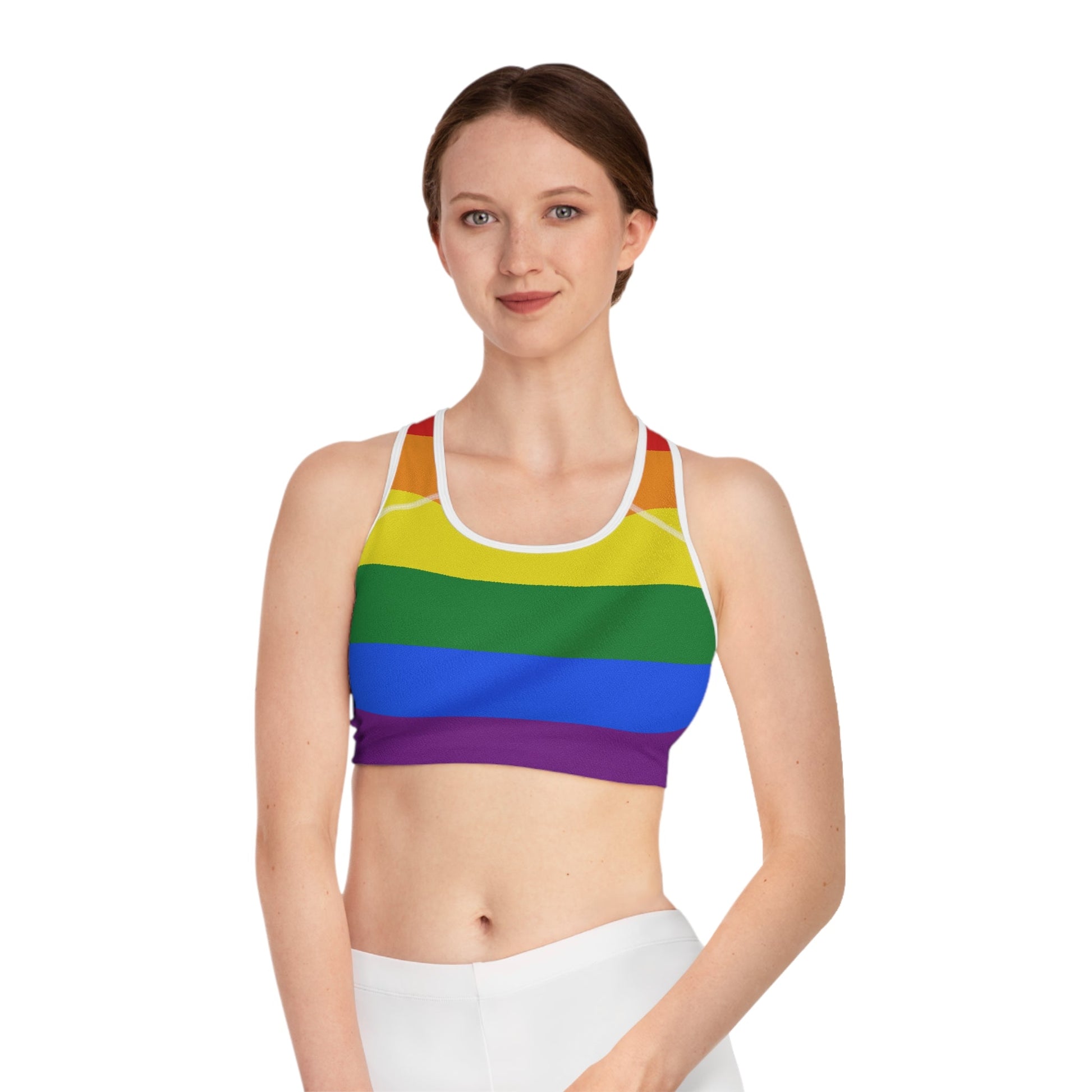 Pride Rainbow Sports Bra - Speak Out Shirts