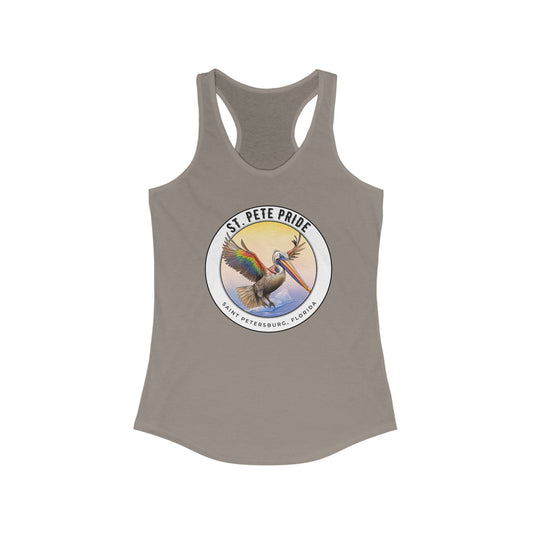 St. Pete Pride Rainbow Pelican Ideal Racerback Tank - Speak Out Shirts